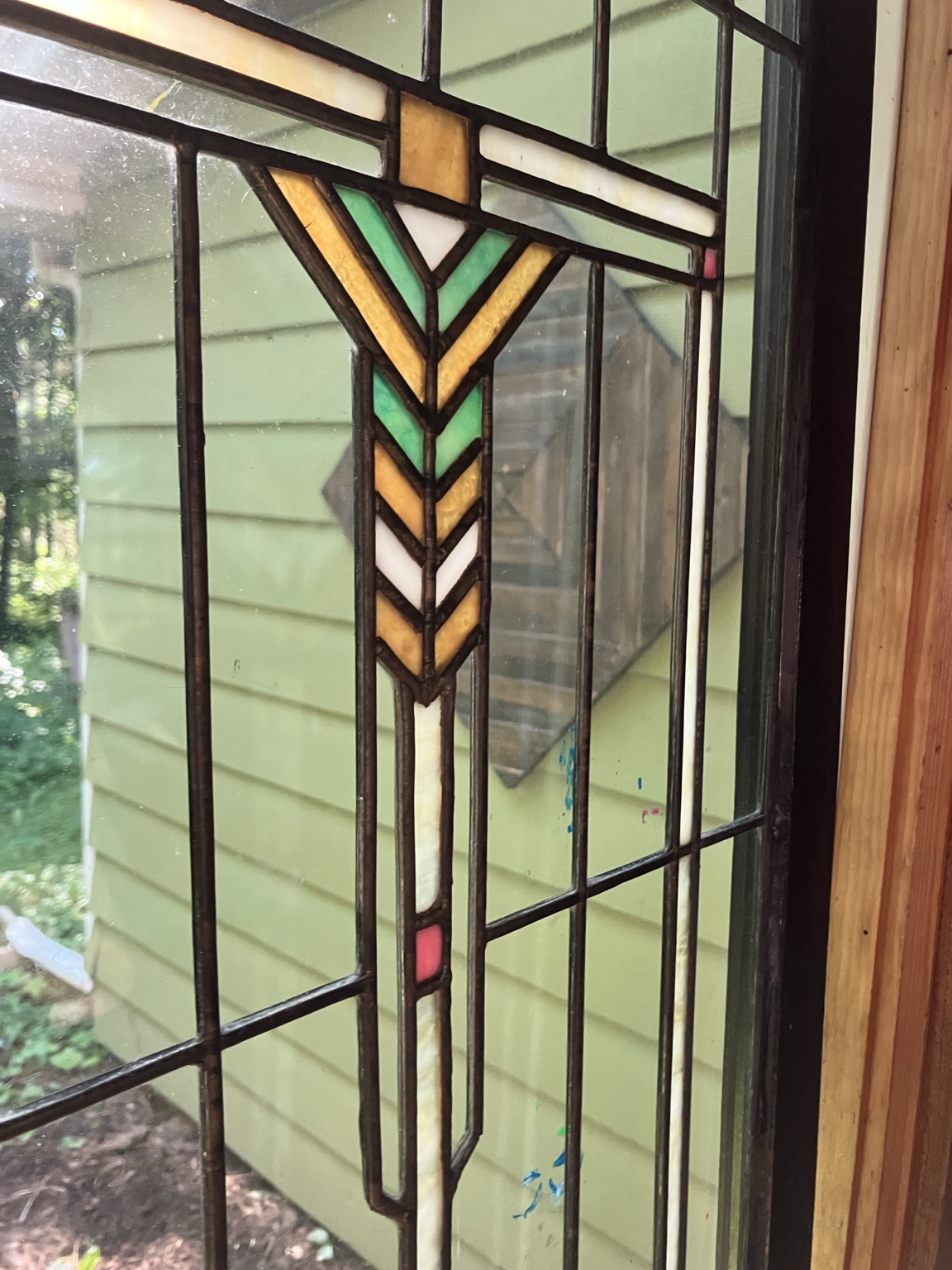 A Prairie-style stained glass window